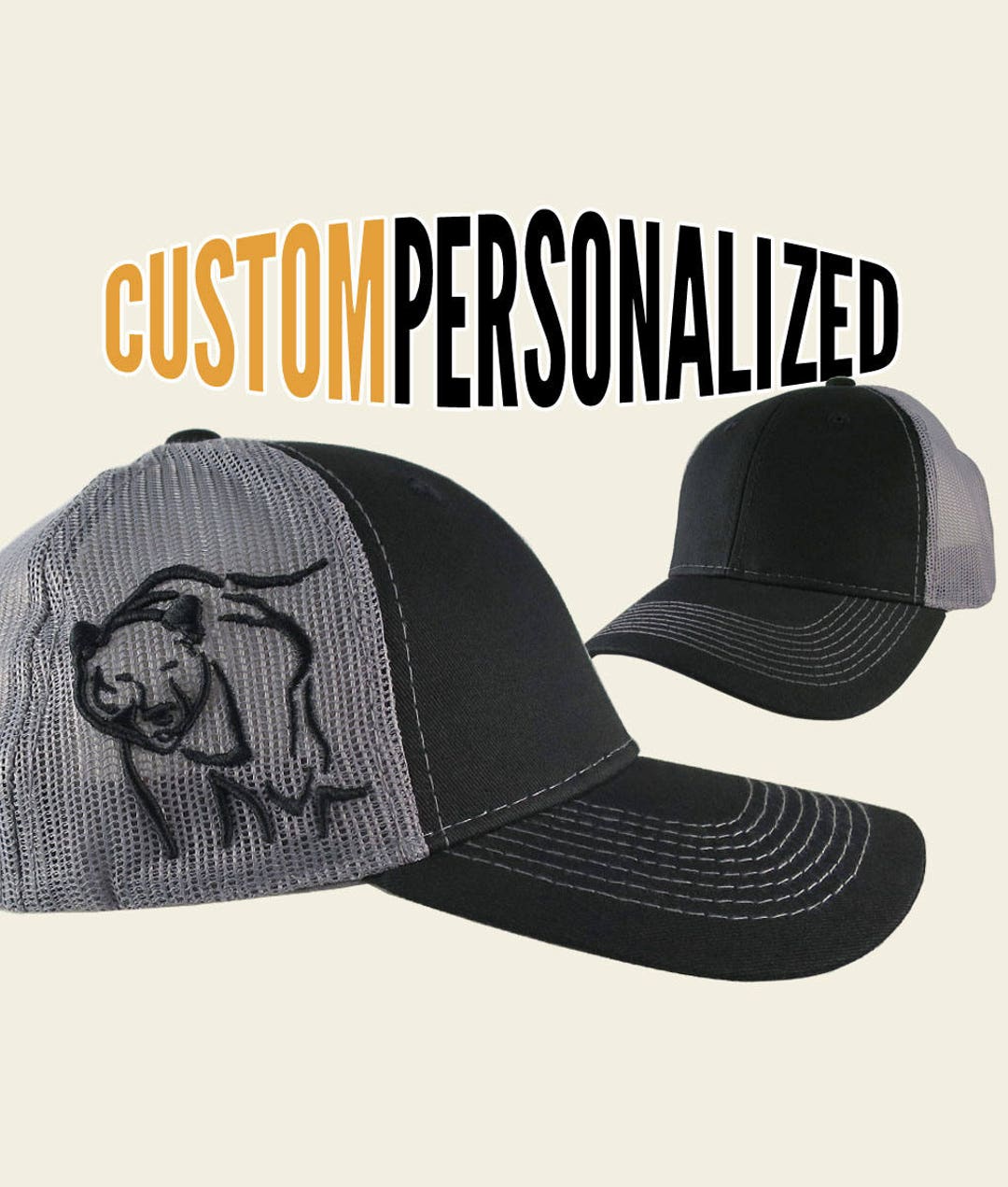 Custom Black Bear Trucker Cap: 3D Embroidery Hunting Hat - Etsy