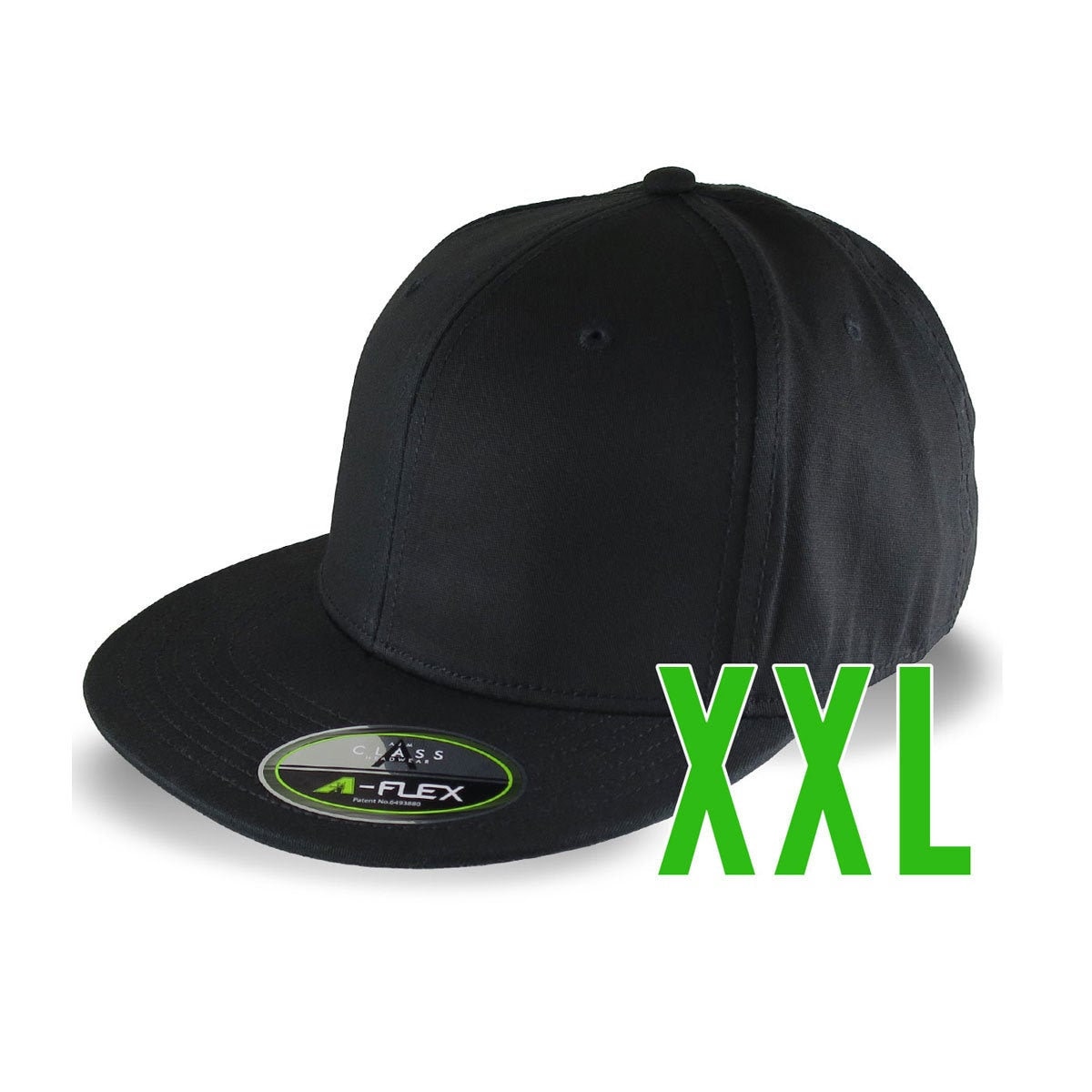 overraskelse renovere tage ned Blank or Custom Embroidery on an Oversized Double XL Fitted Structured XXL  Flat Peak Black Baseball Cap with Options