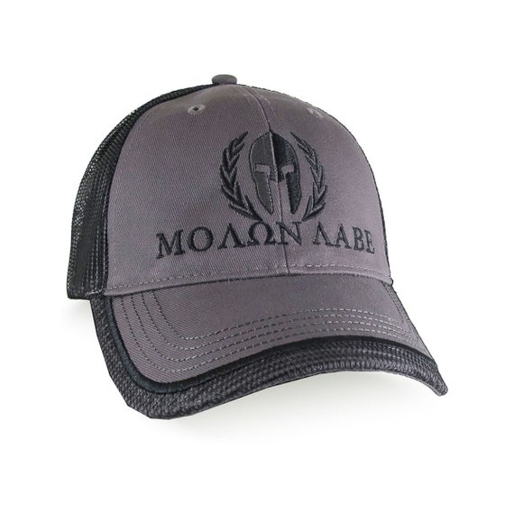 Molon Labe Spartan Warrior Baseball Cap - Adjustable Black & Grey Embroidery Hat