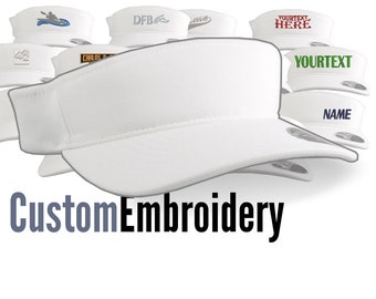 Custom Embroidery for an Adjustable Structured Low Profile Sporty White Yupoong 110 Fashion Sun Visor Cap Your Text Name or Your Logo