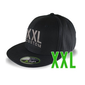 Oversized XXL Fitted Black Baseball Cap: Custom Embroidery Option
