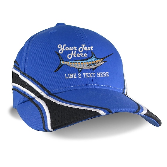 Custom Personalized Blue Marlin Fish Embroidery Adjustable Royal Blue  Structured Polycotton Baseball Cap With Option to Personalize the Back -   Canada