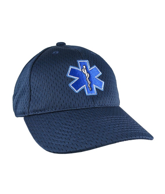 AES Paramedic EMT Hat - Black Cap With White Embroidered Letters