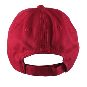 Canadian Maple Leaf Baseball Cap - Cranberry Red Adjustable Cotton Hat With White Embroidery (Option To Personalize Back) - View #8