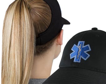 Paramedic Star of Life Embroidered Ponytail Baseball Cap
