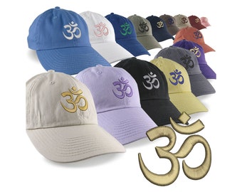 Custom OM Spiritual Symbol Yoga Lifestyle Your Color Embroidery Design on Your Selection Adjustable Unstructured Baseball Caps Dad Hat Style