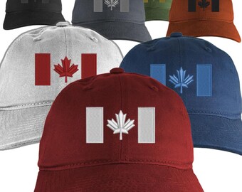 Custom Canadian Flag Embroidery on Selection Adjustable Unstructured Baseball Cap Low Profile Dad Hat Style with Design Options
