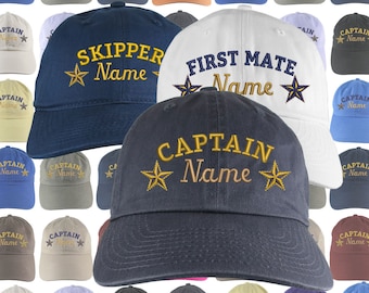 Custom Personalized Captain First Mate Skipper Deckhand Crew Embroidery Your Selection Adjustable Unstructured Baseball Cap Dad Hat + Option