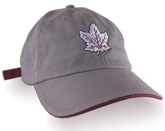 Canada Heritage Maple Leaf Embroidery on an Adjustable Charcoal Unstructured Ball Cap Dad Hat with Personalization Options