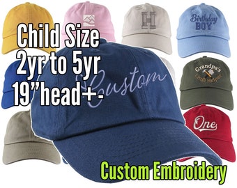 2yr to 5yr Old Child Toddler Size Dad Hat Style Baseball Caps on a Selection of 12 Colors Adjustable Unstructured Custom Embroidery Option