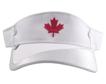 Red Maple Leaf Embroidery Visor Canadian Canada Summer Hat