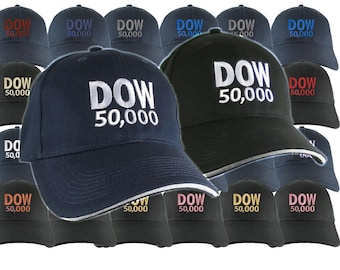 NYSE Hat Dow 50000 Stock Broker Custom Embroidery Adjustable Navy or Black Structured Classic Baseball Cap + Personalization Options