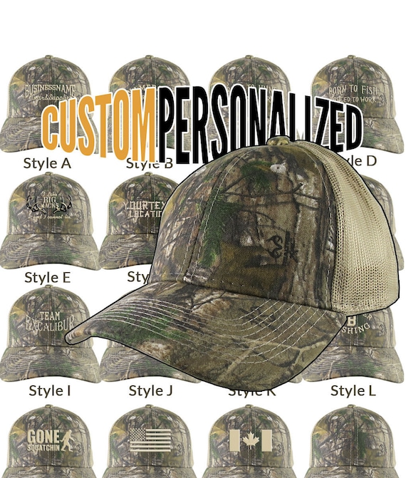Custom Personalized Beige Embroidery on an Adjustable Realtree Xtra Camo  Beige Tan Classic Trucker Cap Your Choice 16 Front Decors Hunt Fish -   Canada
