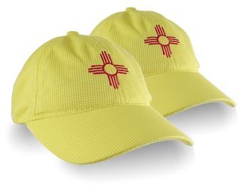 2 Hats New Mexico Zia Symbol Embroidery on Adjustable Yellow Unstructured Low Profile Sporty Polyester Baseball Caps