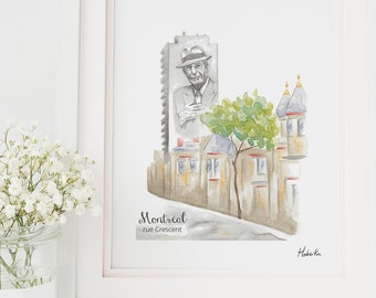 Montreal art / Leonard Cohen Art print / Montreal facade - Affiche Montréal / Leonard Cohen / Hobeika Art