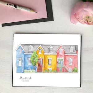 Montréal rue Drolet Le Plateau Carte de vœux Fabriquée au Québec - Carte de souhaits de Montréal rue Drolet, Fait à Montréal Hobeika Art