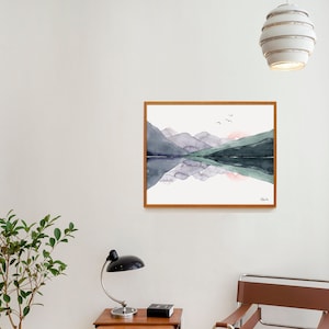 Lake Art print, aquarelle paysage poster Made in Quebec Canada - Lac Affiche paysage aquarelle Fait au Québec Canada Hobeika Art