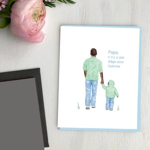 Dark skin Father's day greeting card Made in Quebec Canada - Carte de souhaits Fête des pères peau foncée, fait au québec Canada Hobeika Art