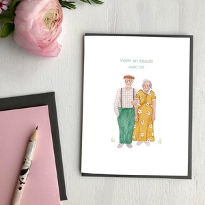 Sierlijk ouder worden, Love-wenskaart, Valentijnsdagkaart, milieuvriendelijk Gemaakt in Quebec - Carte de souhaits St-Valentin amour, Fait au Québec