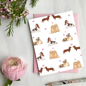 Dog pattern, Love greeting card, Valentines card, eco friendly Made in quebec - Carte de souhaits St-Valentin, amour, Fait au Québec Hobeika