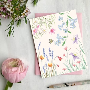 Carte de voeux fleurs des prés, carte écologique Made in quebec Canada - Carte de souhaits Fleurs des champs, Fait au Québec Canada Hobeika