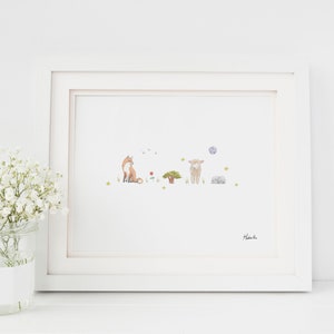 Nursery art print boy and girl children illustration Little Prince - Affiche enfant garçon ou fille Le Petit Prince Hobeika Art