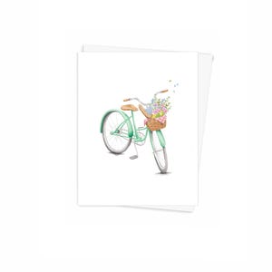 Mini carte de voeux Bicyclette écologique Fabriquée au Québec Canada - Mini carte de souhaits Bicyclette éco Fait à Montréal Québec Hobeika Art