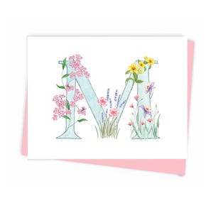 M for mom Mother's day greeting card, mom, ecofriendly Made in Montreal Quebec Canada, Hobeika Art, M pour maman, Carte Fête des mères