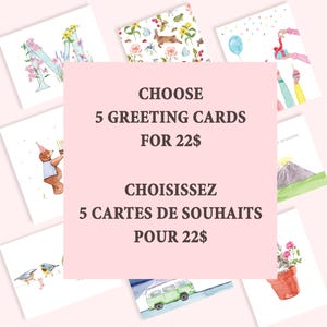 5 Greeting Cards of your choice, bundle of cards Made in Quebec Canada - 5 Cartes de souhaits de votre choix, lot de cartes, Fait au québec