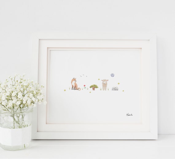 Nursery art print boy and girl children illustration Little Prince - Affiche enfant garçon ou fille Le Petit Prince Hobeika Art