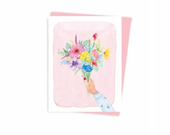 Mini carte de voeux Un bouquet pour vous respectueux de l'environnement Fabriqué au Canada - Mini carte de souhait Un bouquet pour toi, éco Fait à Montréal, Québec