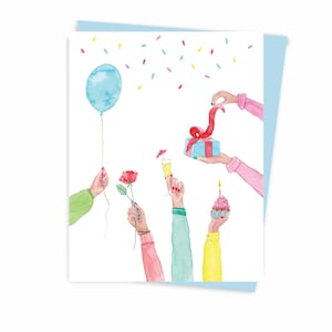 Party greeting card, ecofriendly Made in Montreal Quebec Canada - Party Carte de souhaits anniversaire ecoresponsable Fait au Québec Hobeika