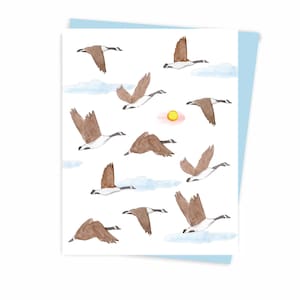 Geese pattern greeting card, Made in Montreal Quebec Canada - Bernaches Carte de souhaits, Fait au Québec Hobeika Art