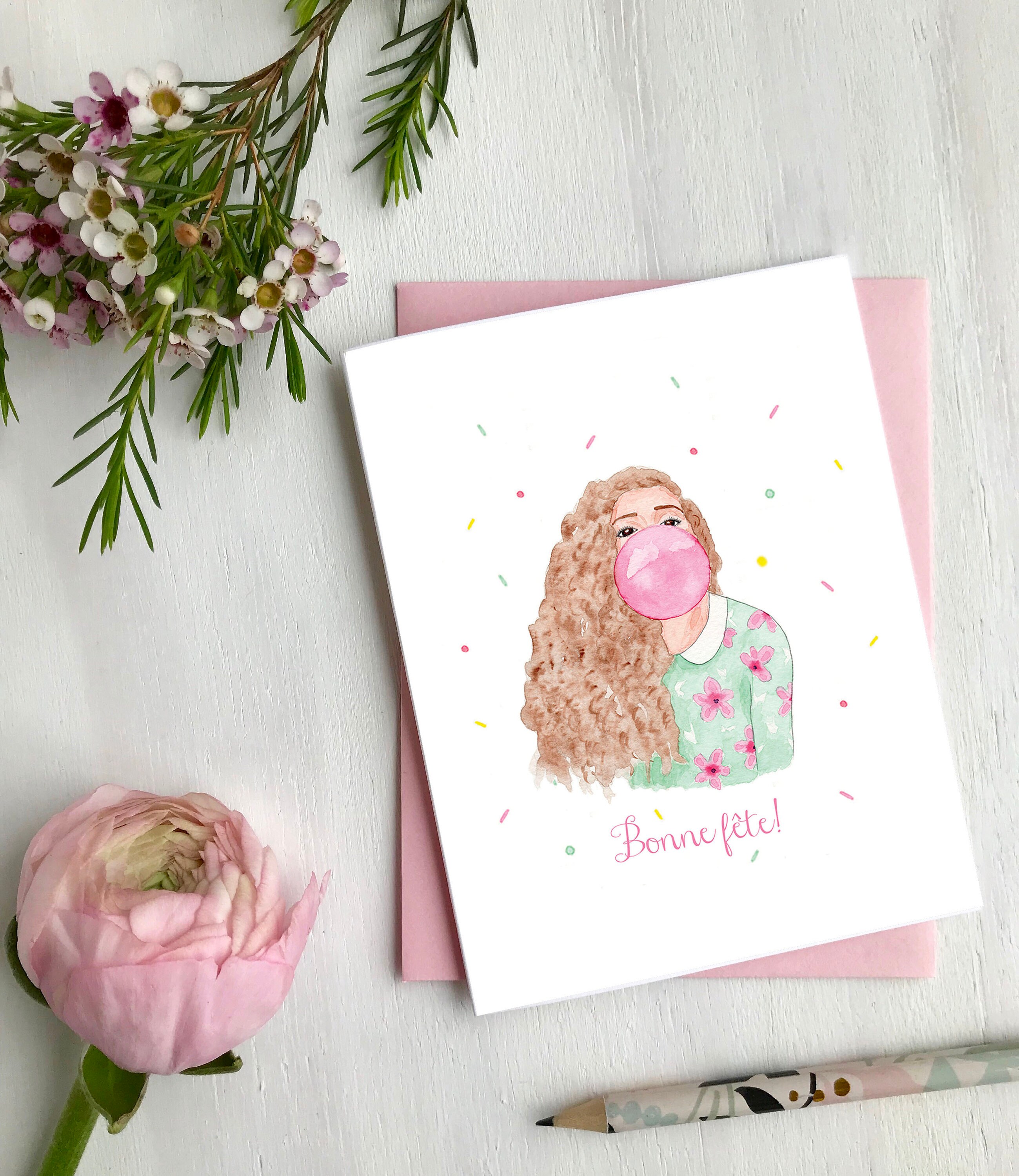 Happy Birthday Fun Girly Greeting Card Made In Quebec Montreal Etsy