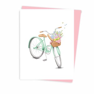 Carte de voeux Bicycle Spring Summer, made in Quebec, Canada - Carte de souhaits à bicyclette Fait au Québec, fait au Canada été printemps image 2