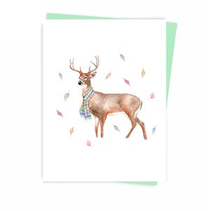 Autumn deer greeting card, everyday Made in Montreal Quebec Canada - Cerf d'automne Carte de souhaits, écoresponsable Fait au Québec Hobeika