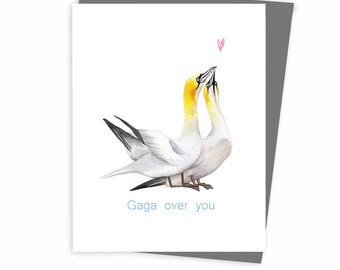 Gaga over you, Love greeting card, Valentines, Made in quebec Canada - Carte de souhait amour, St-Valentin, Fait au Québec Hobeika Art