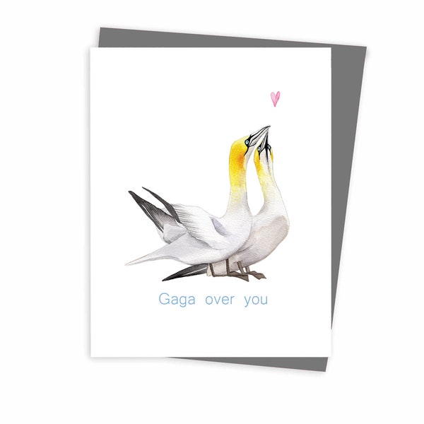 Gaga over you, Love greeting card, Valentines, Made in quebec Canada - Carte de souhait amour, St-Valentin, Fait au Québec Hobeika Art