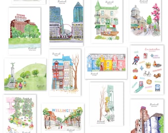 5 POSTCARDS of your choice of Montreal streets, facades - 5 cartes POSTALES au choix de Montréal, rues et façades Hobeika Art