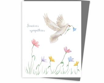 Carte de vœux pour condoléances, sympathie faite au Québec, Canada - Carte de souhaits condoléances, sincères sympathies fait au québec Canada