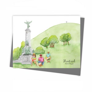 Carte de voeux Montréal Mont-Royal Fabriqué au Québec - Montréal le Mont-royal Carte de souhaits, les tam-tams écoresponsable Hobeika
