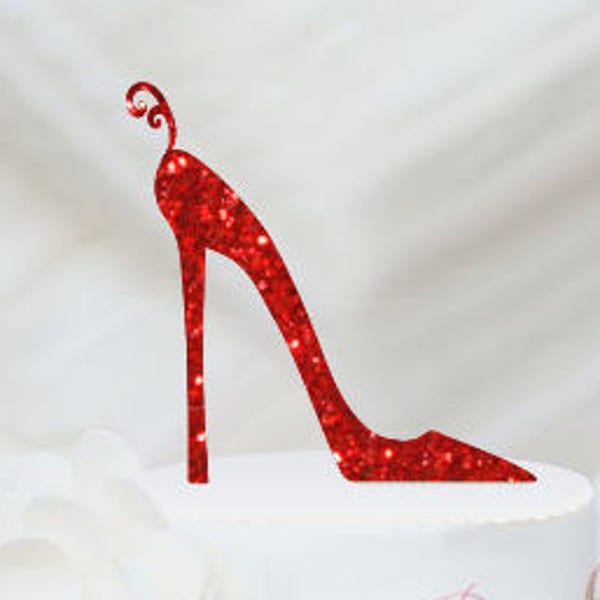 High Heel Shoe Birthday Cake Topper, Bling Diva Cake Topper Topper, Choice of color and base for display [AJP20]