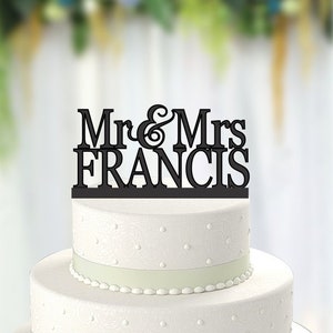 Mr & Mrs Wedding Cake Topper Personalized with Name [AJP6d]