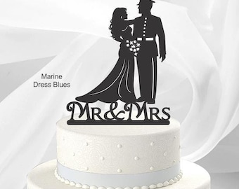 Wedding Cake Topper, Choose Military Uniform, Marine, Army, Navy