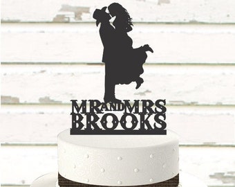 Country and Western Wedding Cake Topper, Cowboy Hat and Boots, Personalized with Name [CT17wn]