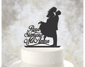 Para Siempre Mi Amor Wedding Cake Topper, Boots & Hat Option, Engagement,  Acrylic [CT94]