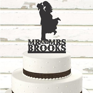 Country and Western Wedding Cake Topper, Cowboy Hat and Boots, Personalized with Name [CT17wn]