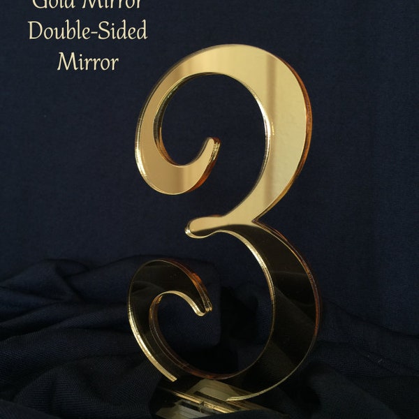 DOUBLE-SIDED MIRROR Acrylic Table Numbers for Weddings, Parties, Company Events, Centerpieces for Birthdays & Anniversaries [ATN10]