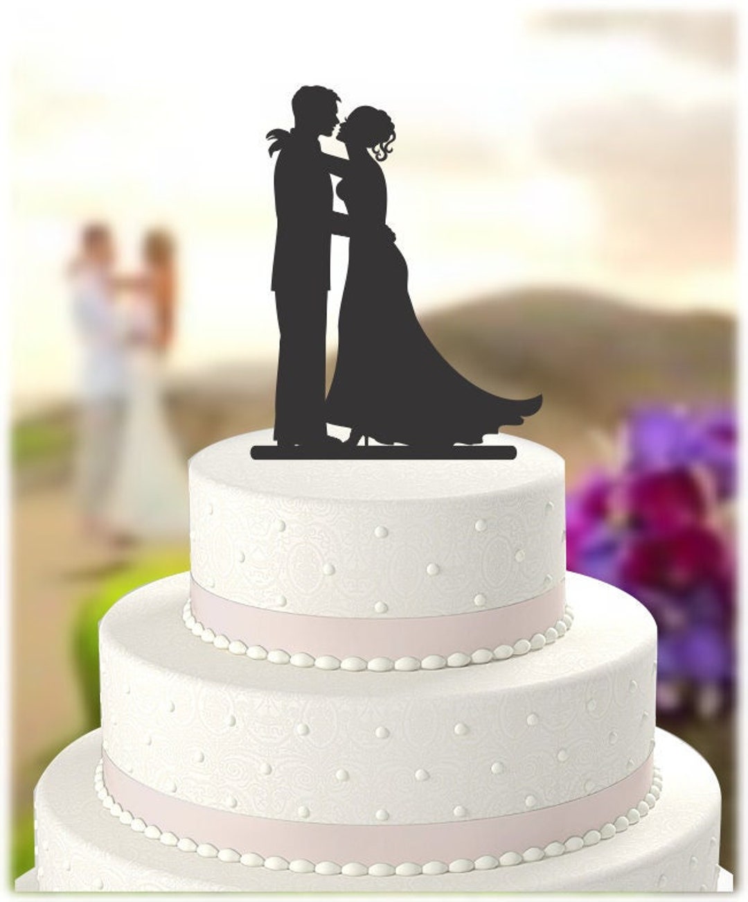 Wedding Cake Topper Silhouette Groom and Bride, Acrylic Cake Topper ...
