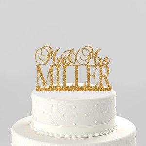 Wedding Cake Topper Mr & Mrs Personalized with Last Name, Acrylic Cake Topper [CT32]]
